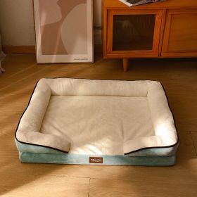 Dog Bed, Bolster Dog Bed with Memory Foam Dog Couch Sofa and Removable Washable Cover (Color: Urquoise Green and White, size: 27.6*21.7'' Up to 27 lbs)